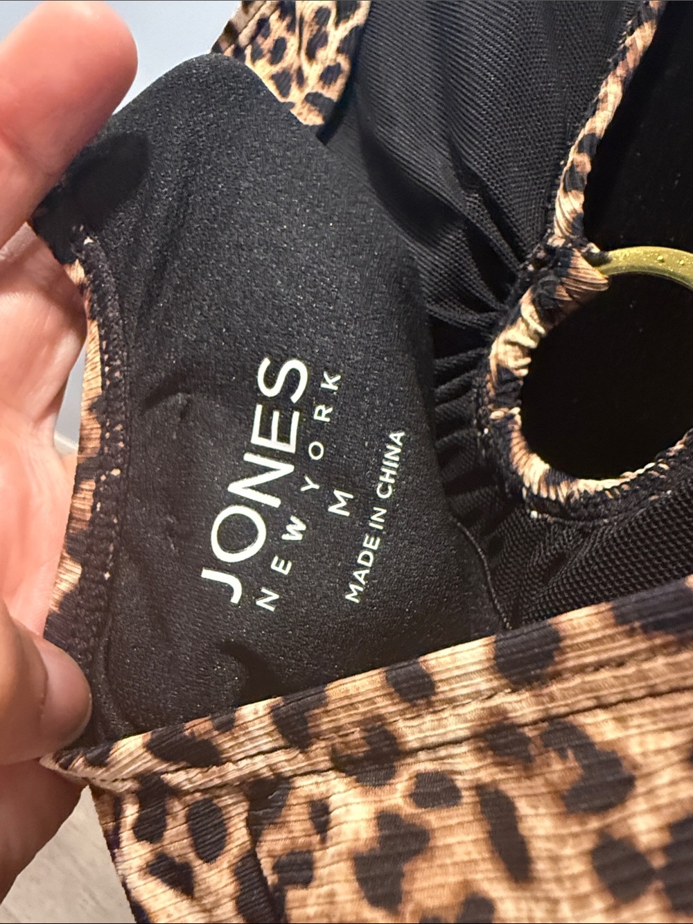 Jones New York Leopard Print One-Piece Swimsuit - Tan, Black - Picture 6 of 6